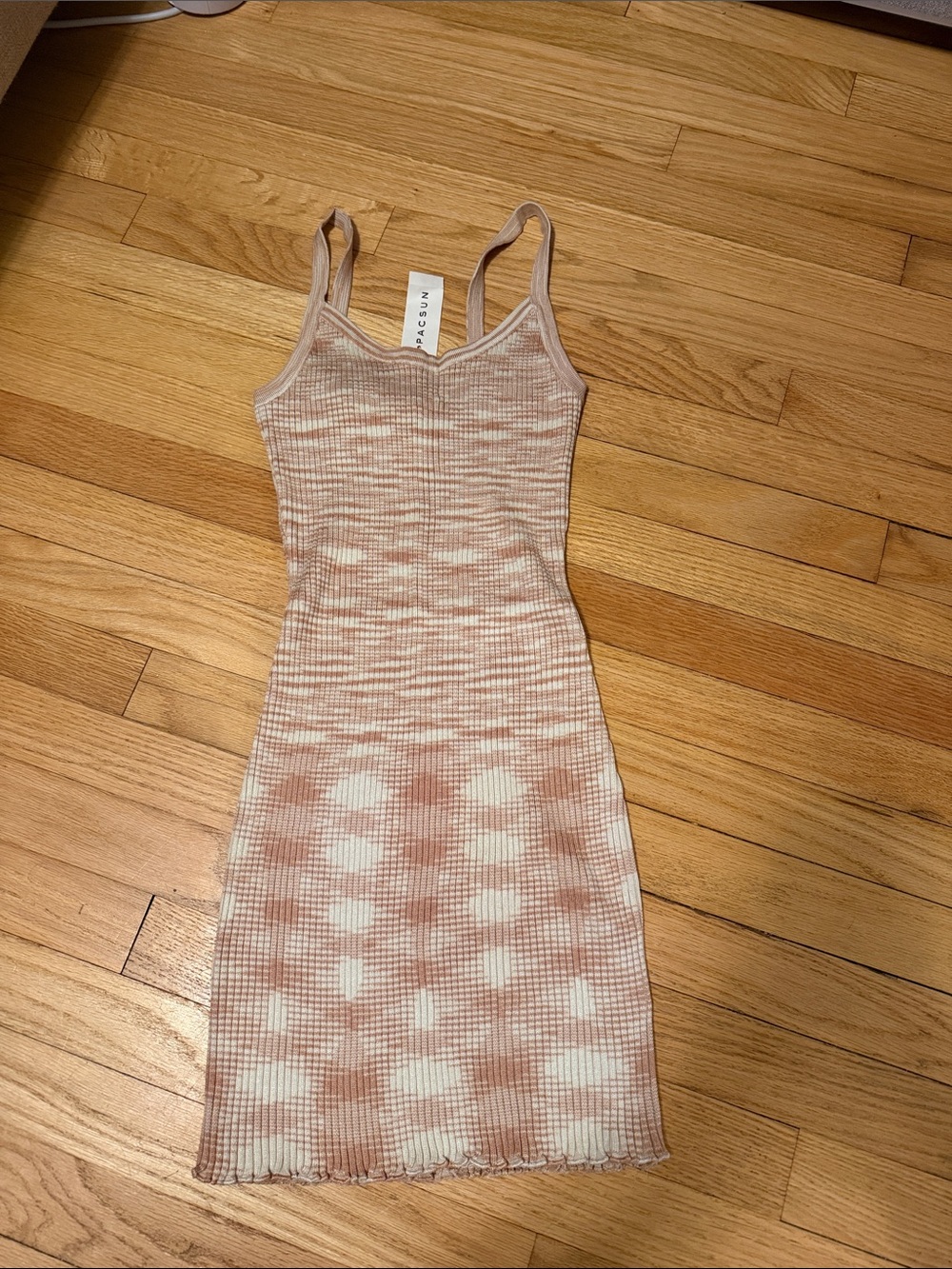 PacSun Ribbed Tie-Dye Tank Mini Dress in Beige and Blush